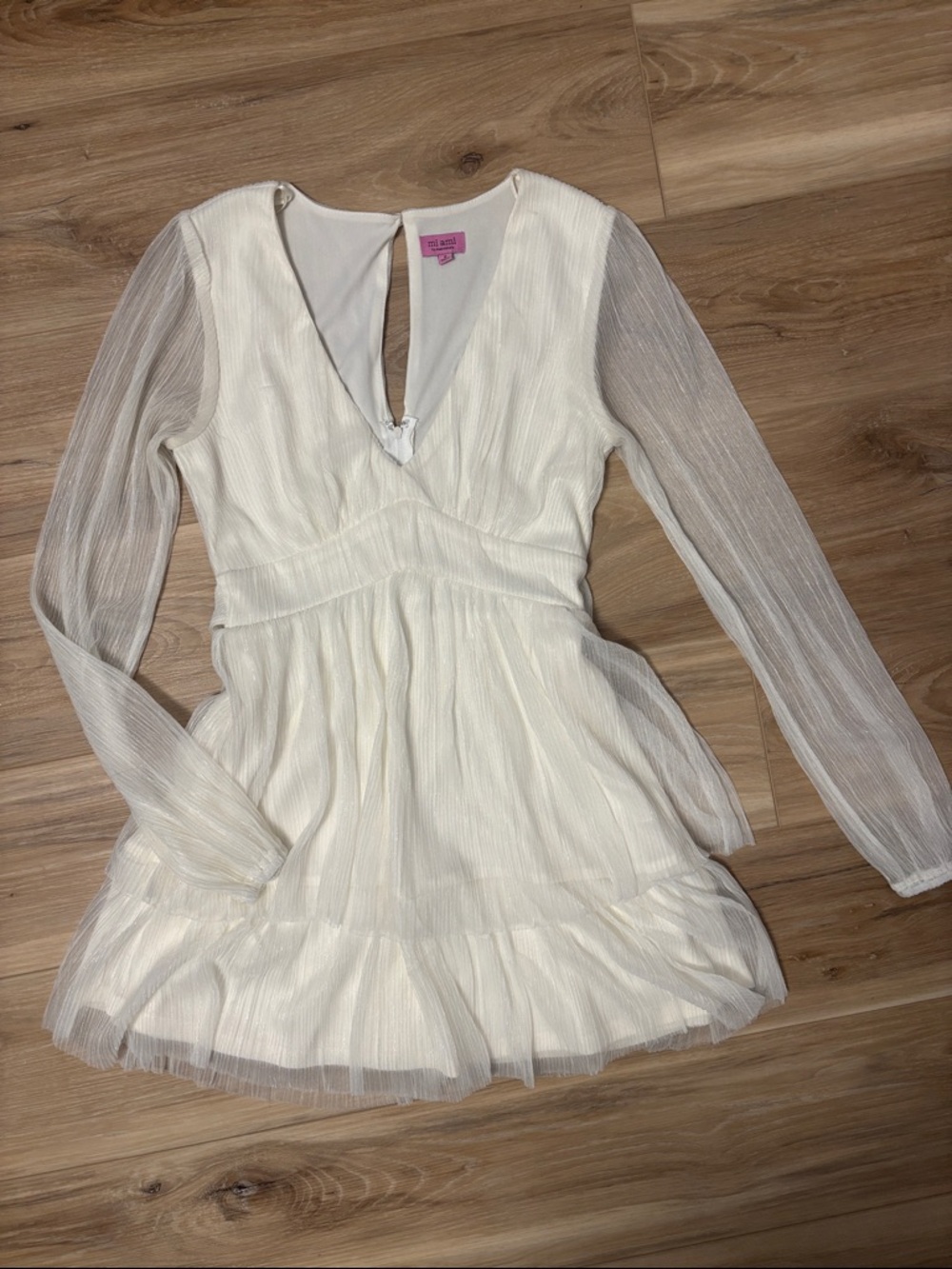 miami Cream White Long Sleeve Mini Dress